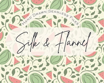 Watermelon Summer Print Fabric Seamless Pattern Hand Drawn PNG Download Digital Paper Sublimation Fabric Fruit Design