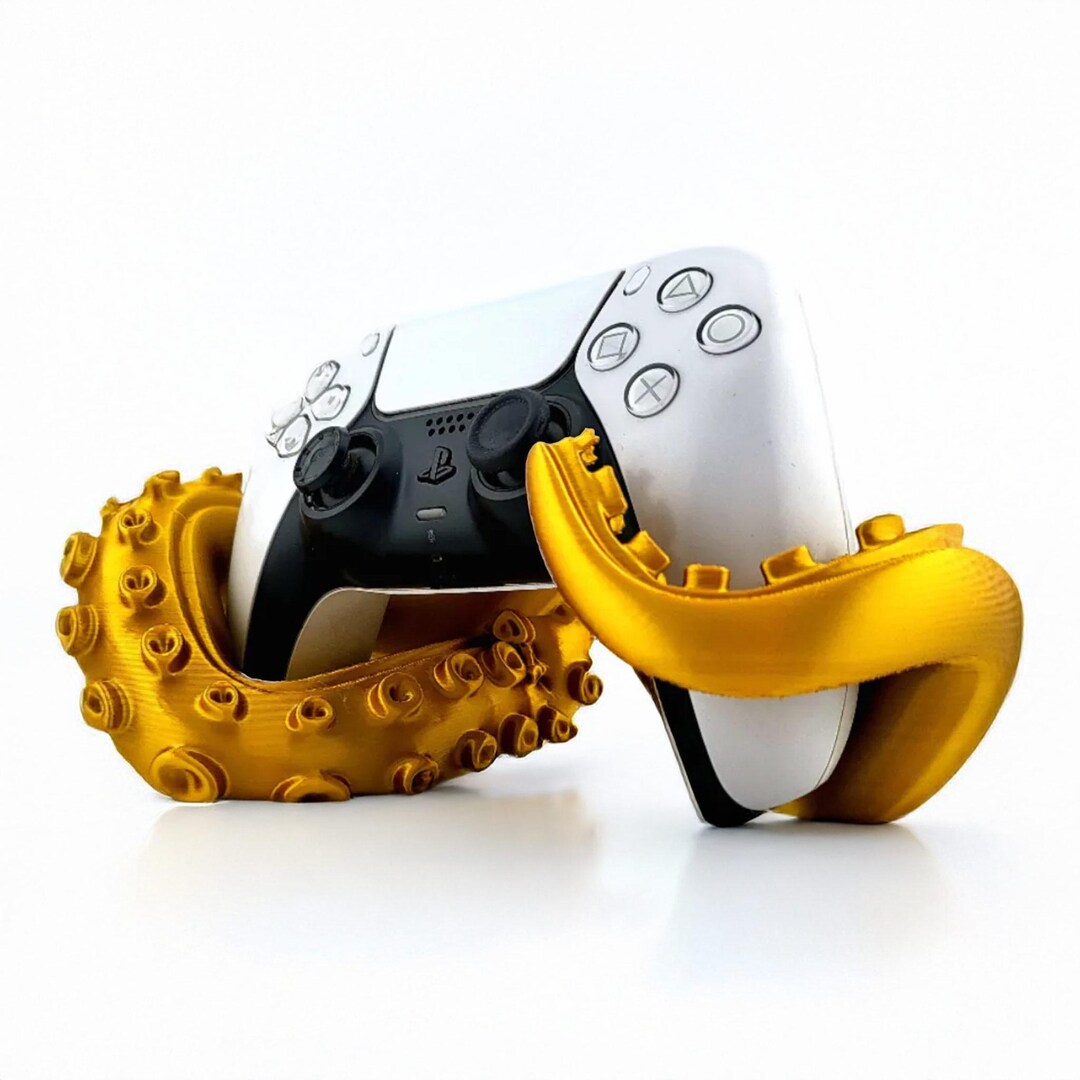 Ps5 Dualsense Gamepad Stand - 3D Printed Holder With Golden Octopus ...