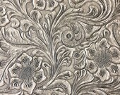 1 2 or 1 3 Yard of 54 quot Wide Faux Leather Antiqued Gray Grey Embossed Cowboy Vinyl Western Tooled for Upholstery Bags Totes Wallets
