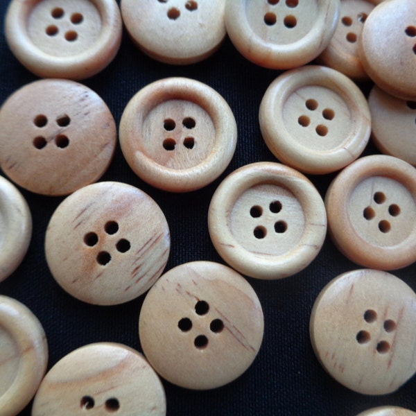 12 Vintage 3/4" Wooden Buttons Natural Wood Buttons for Sewing Crafts Scrapbooking S116