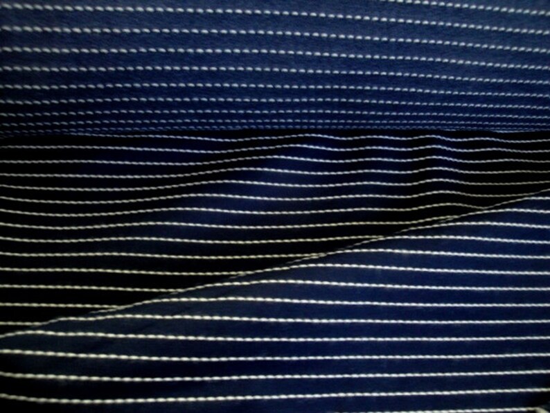 Blue Stripe Vintage Fabric 70s New Old Stock Knit Tweed