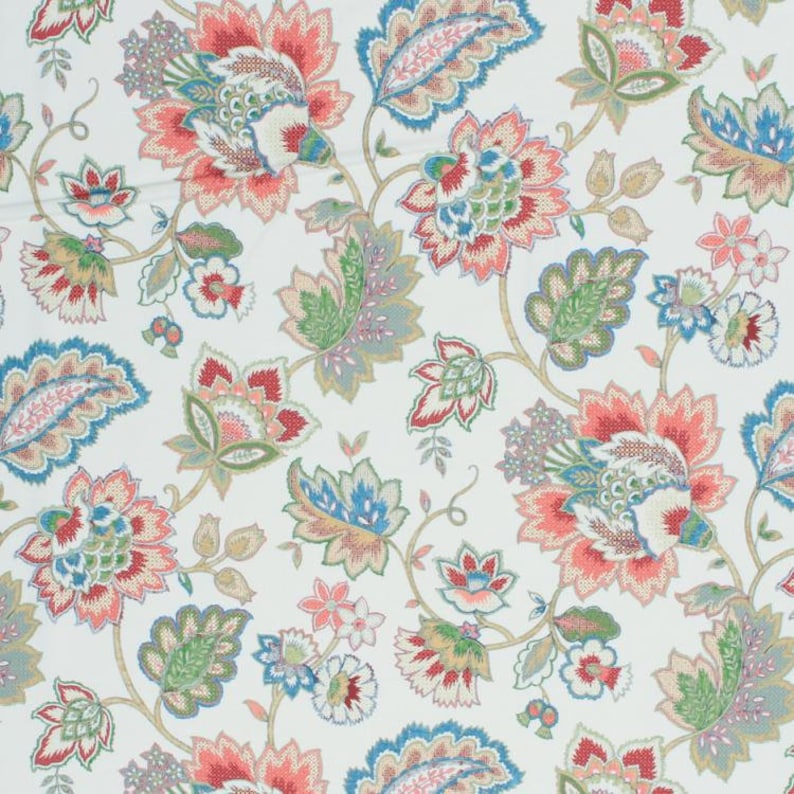 54 Wide Spanish Made Cotton Fabric Floral Jacobean Etsy