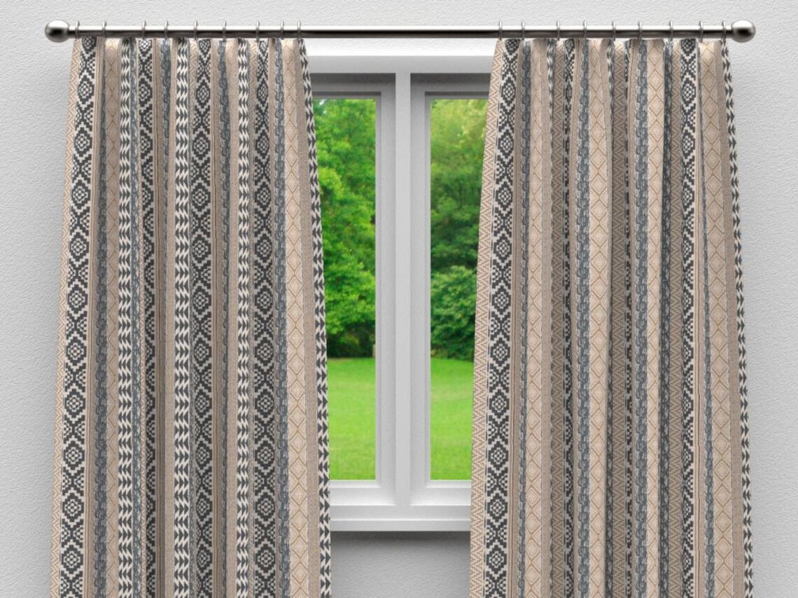 Heavy Duty Geometric Muted Navy Blue Beige Brown Southwestern Etsy