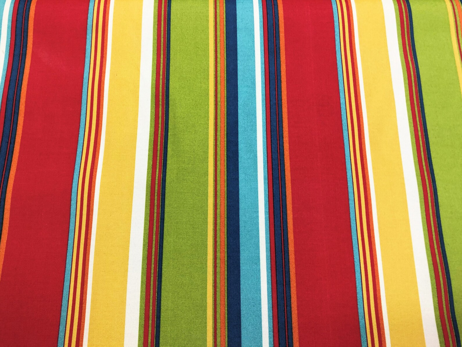Richloom Solarium Red Green Yellow White Blue Stripe Fabric Etsy