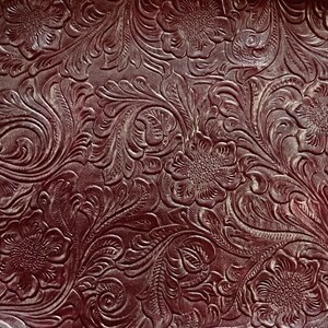 Tooled Faux Leather Western Cowboy, Floral Embossed Vinyl, Craft DIY and  Upholstery Pleather Fabric - Cut By The Yard (Red) 