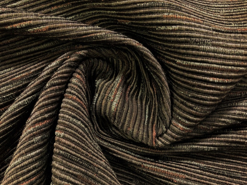 Designer Textured Woven Espresso Brown Kilim Stripe Upholstery Drapery Fabric STA379