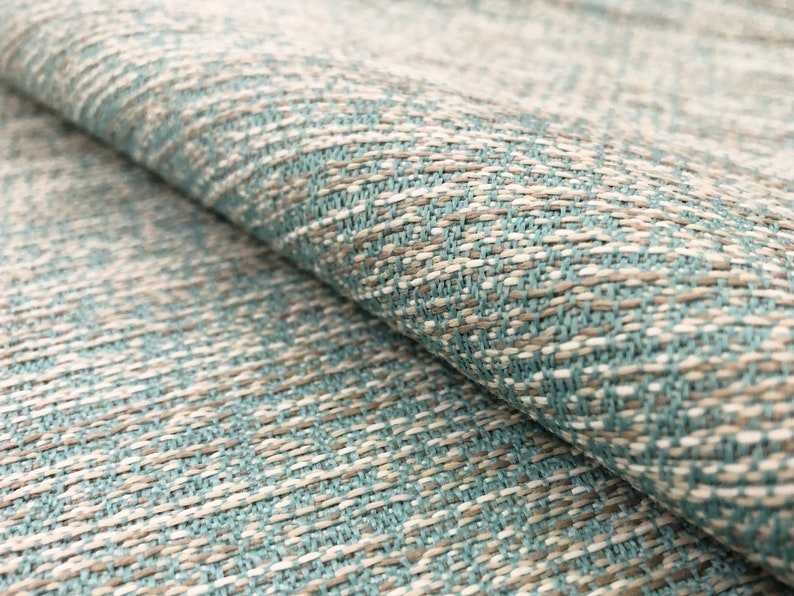pics Mid Century Modern Upholstery Fabric By The Yard designer aqua blue beige distressed mcm