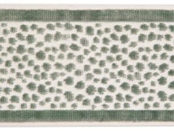 3.5 Wide 9 cm Lee Jofa Baker Lifestyle Beige Neutral Cheetah Leopard Animal Pattern Velvet Drapery Tape Trim