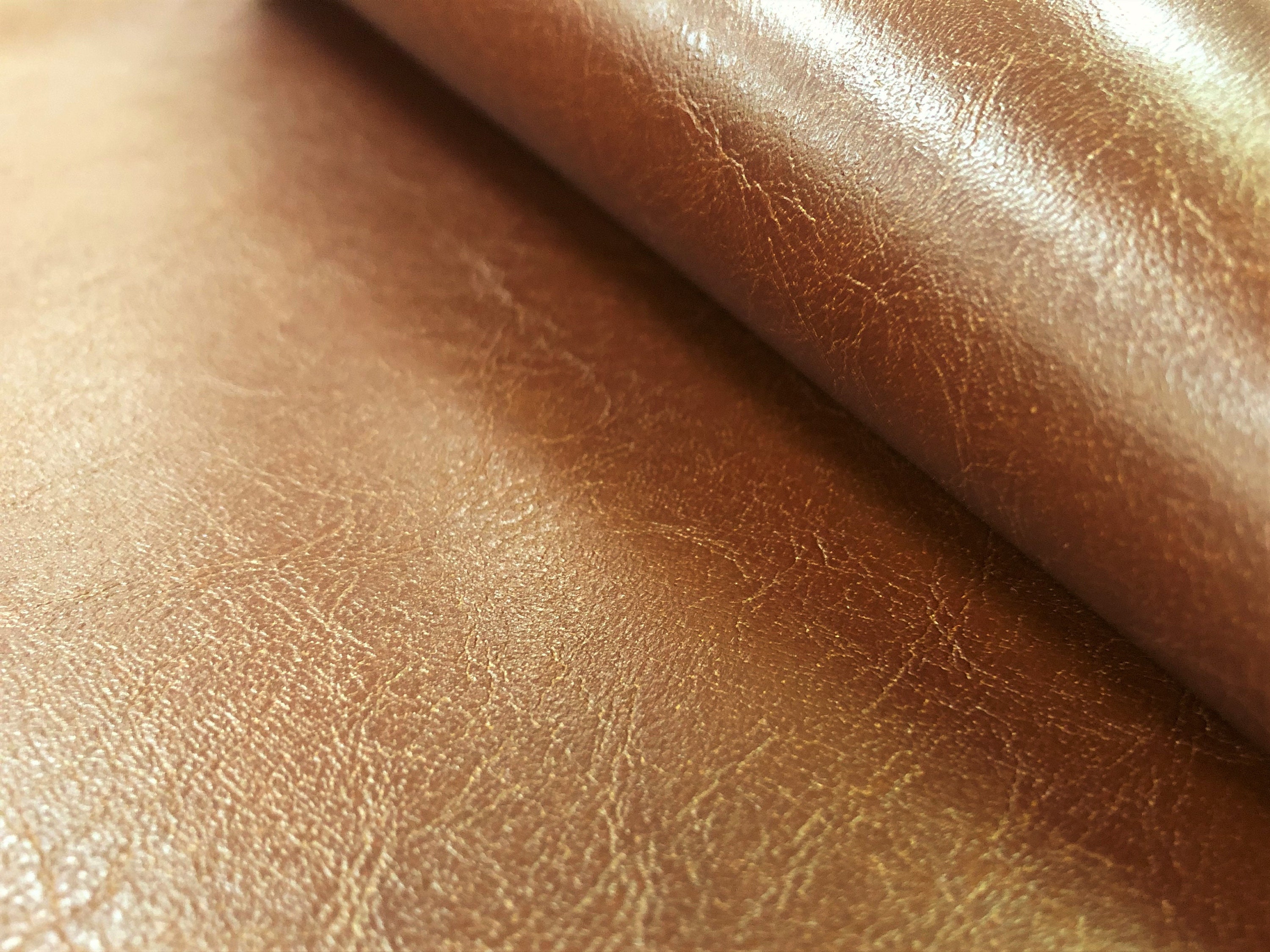 G401 Caramel Distressed Breathable Leather Look And Feel Upholstery By The  Yard