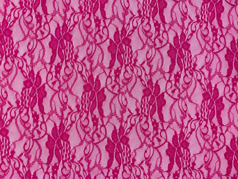 63 Wide Four Way Stretch Hot Pink Fuchsia Floral Lace Fabric