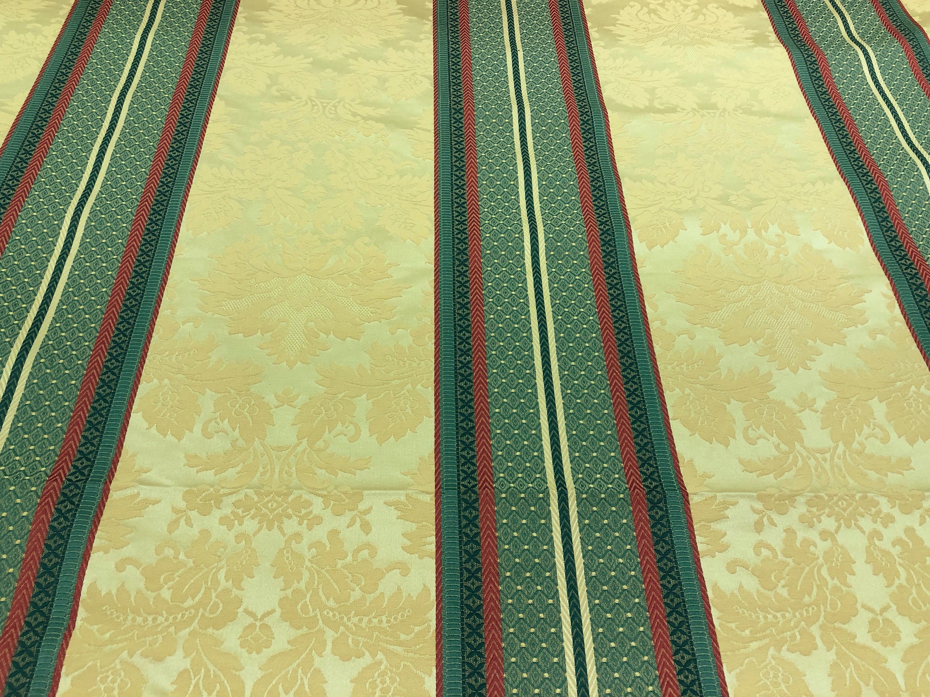 Kravet Belgian Yellow Red Green Stripe Cotton Damask Etsy