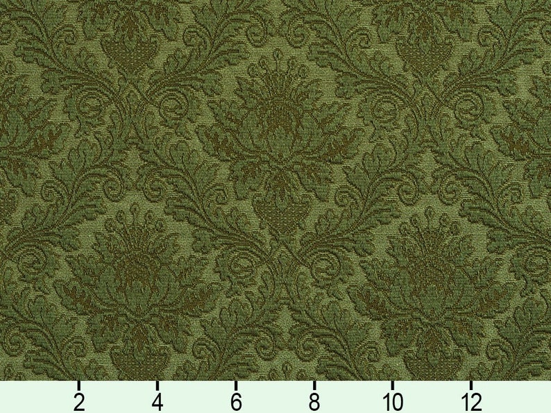 Heavy Duty Sage Olive Green Damask Upholstery Drapery Fabric Etsy UK