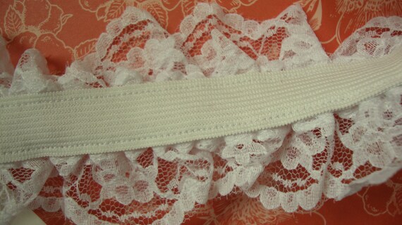 Purple Lace Gathered Elastic Pleated Satin Ribbon Trim