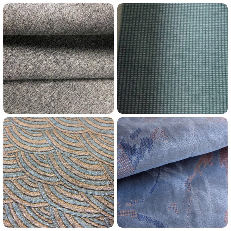 Steel Blue Upholstery Fabric Plush Abstract Pattern Teal Etsy