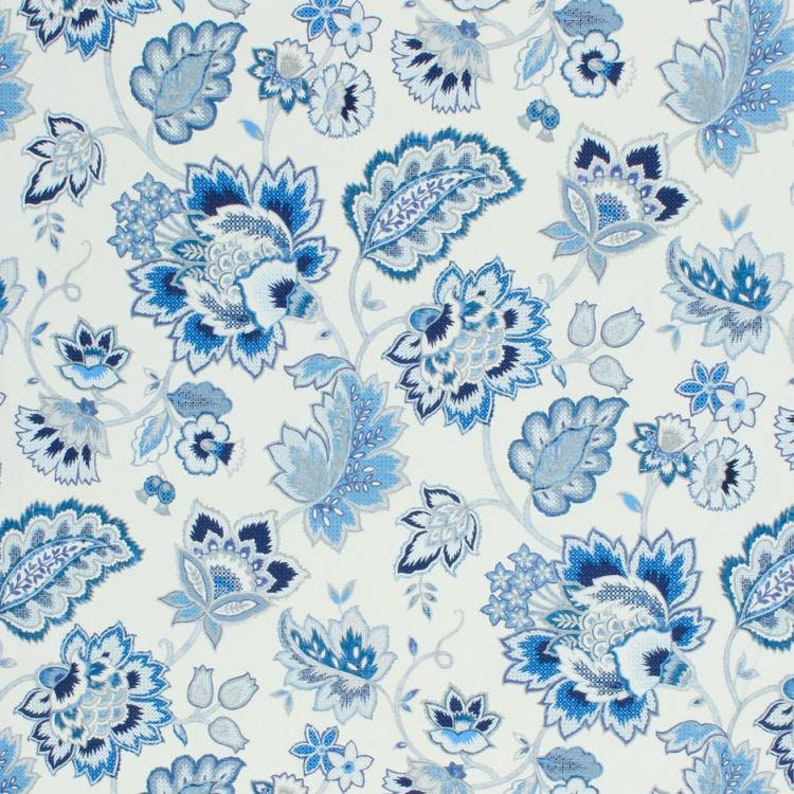 54 Wide Spanish Made Cotton Fabric Floral Jacobean Etsy