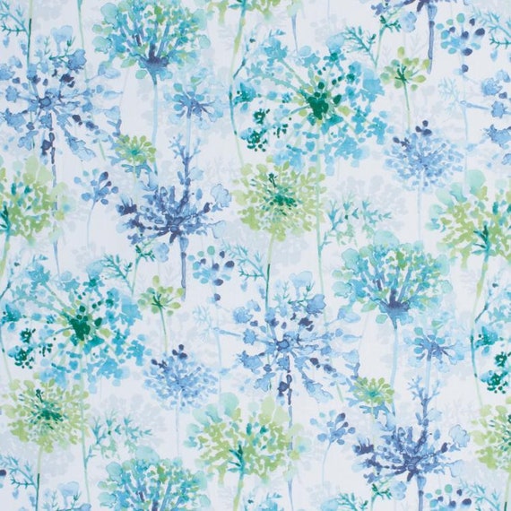 Toile Pattern Cotton Voile Fabric 44” Width Blue Curtain Material Sew By 1 Yd