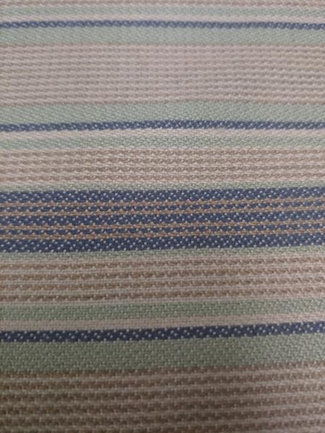 56 Wide Sunbrella Stripe Aqua Denim Blue Tan Beige | Etsy