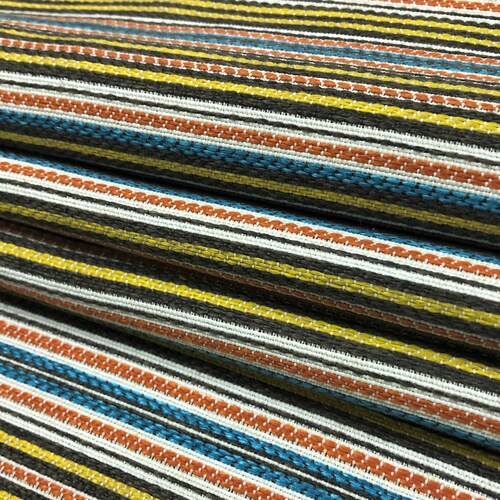 1 3/4 Yd shops Designer Orange Brown Yellow White Blue Stripe Upholstery Drapery Fabric WHS659