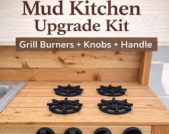 Juego de accesorios de cocina de barro: quemador y perillas para cocina de juegos al aire libre para niños / Juguete de cocina de simulación Montessori / Juego de juegos para el jardín