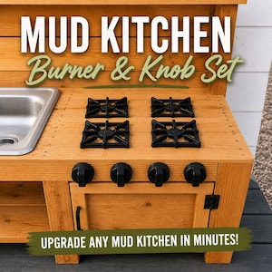 Mud Kitchen Accessories Set – Stove Burner & Knobs for Kids Outdoor Play Kitchen | Montessori Pretend Cooking Toy | Backyard Play Set Gift