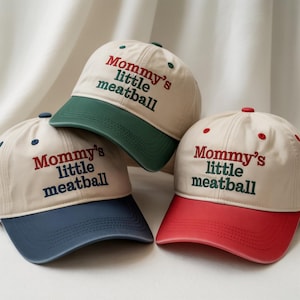 Gorro bordado "Almôndega da mamãe" - Italiano, Irônico, Nova York, Pequena Itália, Eu amo Nova York, Canal Street, Boné de beisebol engraçado com meme