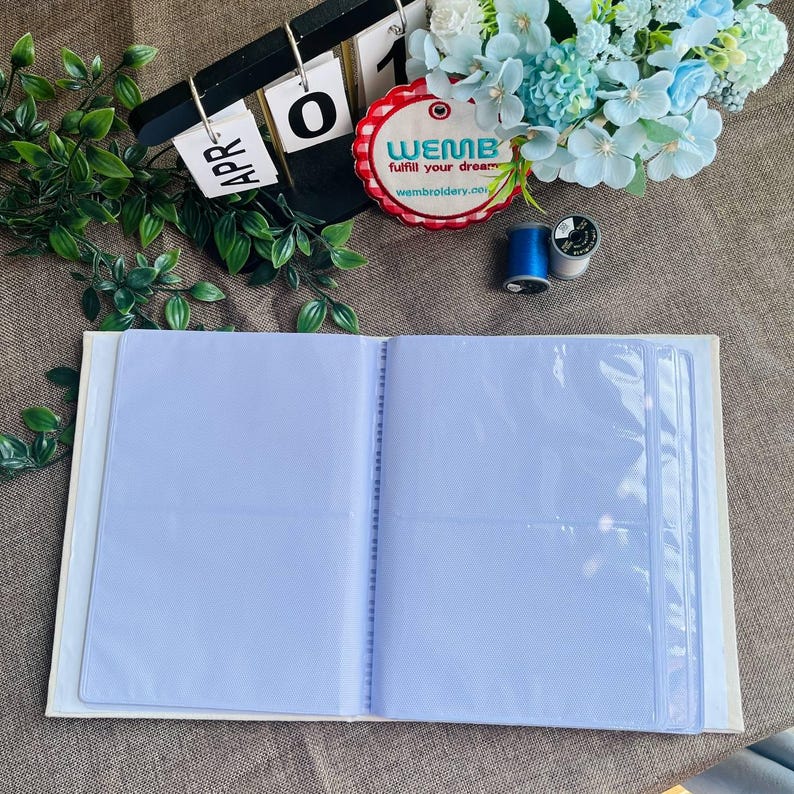 Embroidered Baby Floral Custom Name Linen Photo Album,baby Wildflower ...