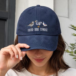 Embroidered Flicker Dodo Titmouse Bird Wash Hat, Custom Political Gift