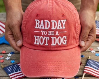 Bad Day To Be a Hot Dog Embroidered Vintage Washed Hat