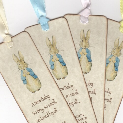 Peter Rabbit Baby Shower Bookmark Favors Personalized Baby Etsy