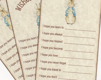 Peter Rabbit Baby Shower Wishes For Baby Advice Cards Beatrix Potter Gender Neutral Boy Or Girl - Rustic Vintage Style Set of 10 Cards