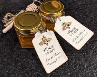 Wedding Favor Thank You Tags MEANT TO BEE Bridal Shower Engagement Party Honey Jar Gift Label Tags - Vintage Style Set of 50