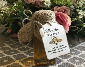 BRIDE TO BEE Wedding Bridal Shower Honey Jar Favor Tags Thank You Bridal Shower Honey Jar Personalized Honey Pot Bee Labels Tags - Set of 50