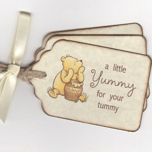Set of 10 Winnie the Pooh Baby Shower Favor Tags//Party Tags All Wording Customized
