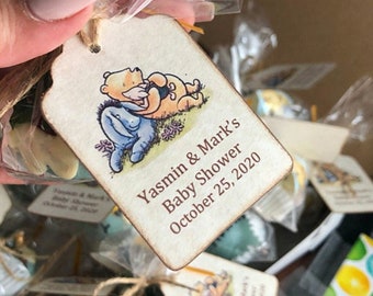 Classic Winnie The Pooh With Eyore Baby Shower Thank You Tags Christening Birthday Party Favor Label Tags Vintage Rustic Style - 20 tags