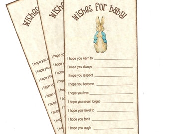 Peter Rabbit Baby Shower Wishes For Baby Advice Cards Beatrix Potter Gender Neutral Boy Or Girl - Rustic Vintage Style Set of 10 Cards