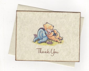 Tarjetas de agradecimiento de Winnie The Pooh para baby shower, bautizo, fiesta de cumpleaños, género neutro - Juego de 10 tarjetas de estilo vintage