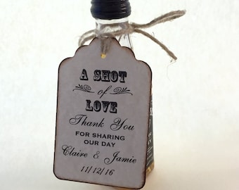 Mini Liquor Bottle Wedding Favor Tags Bridal Shower Personalized Favor Label Tags  Shot Of Love Shot Glass Mini Wine Bottle Tags - Set of 50