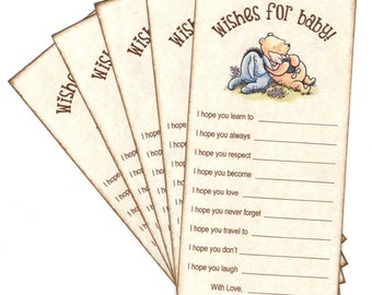 Winnie The Pooh Baby Shower Wishes For Baby Advice Cards Advice For Parents New Mom Cards - Vintage Style - Set of 10 Cards