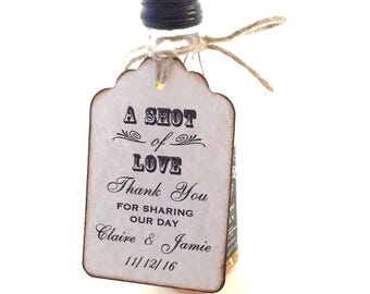 Mini Liquor Bottle Wedding Favor Tags Personalized Favor Label Tags  Shot Of Love Shot Glass Mini Wine Bottle Tags - Set of 50