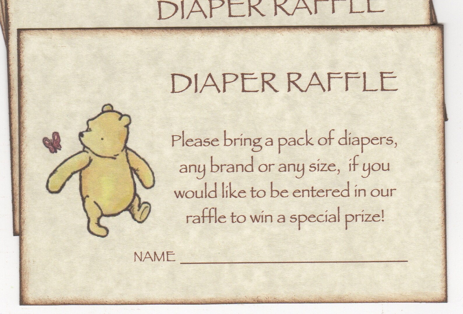 Winnie The Pooh Baby Shower Diaper Raffle Invitation Add On Etsy