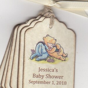 Winnie The Pooh Baby Shower Tags Personalized Pooh Thank You Favor Tags Baby Christening Birthday Party Favor Tags Set of 20 image 3