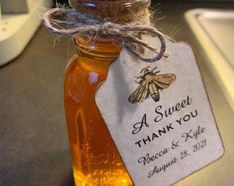 Honey Jar Wedding Favor Tags A SWEET THANK YOU Personalized Honey Pot Wedding Shower Favor Label Tags - Set of 50 Tags