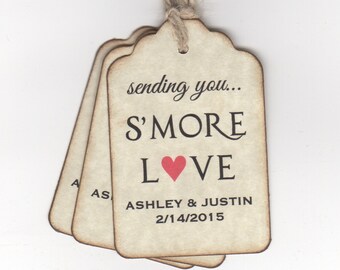 S'more Love  Wedding Favor Tags, Personalized Sending Smore Love Favor Gift Tags, Smore Place Card Tags - Set Of 50 Tags