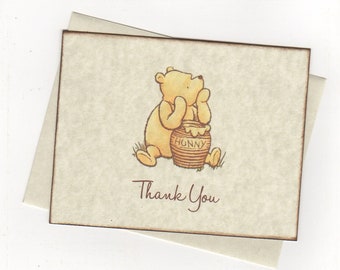 Winnie The Pooh Baby Shower Thank You Note Cards Christening Birthday Party Note Cards - Rustic Vintage Style Set of 10