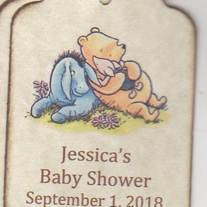 Winnie The Pooh Baby Shower Tags Personalized Pooh Thank You Favor Tags Baby Christening Birthday Party Favor Tags Set of 20 image 5