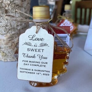 LOVE IS SWEET Wedding Favor Thank You Bridal Shower Gift Tags Candy Cookie Honey Jam Jar Favor Label Tags - Vintage Rustic - Set of 50