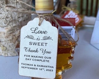 LOVE IS SWEET Wedding Favor Thank You Bridal Shower Gift Tags Candy Cookie Honey Jam Jar Favor Label Tags - Vintage Rustic - Set of 50