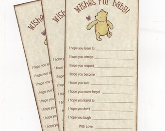 Winnie The Pooh Baby Shower Wishes For Baby Wish Cards Advice Cards - Rustic Vintage Style - Set of 10 Cards