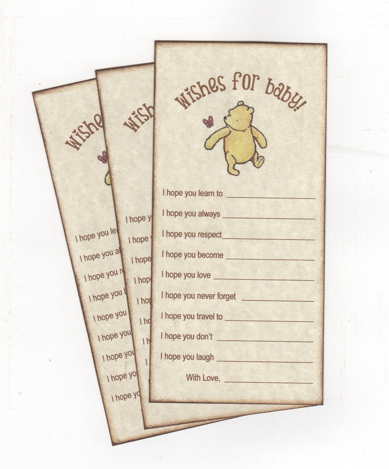 Winnie the Pooh Baby Shower Wishes for Baby Wish Cards Advice Etsy