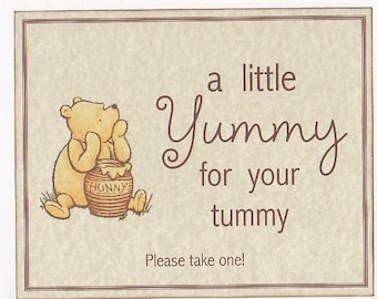 Winnie The Pooh Baby Shower Sign A Little Yummy For Your Tummy Welcome Honey Jar Sign Boy Or Girl Party Decoration Sign 8X10 Vintage Style
